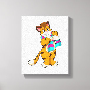 Toile Tigre en hiver avec Écharpe