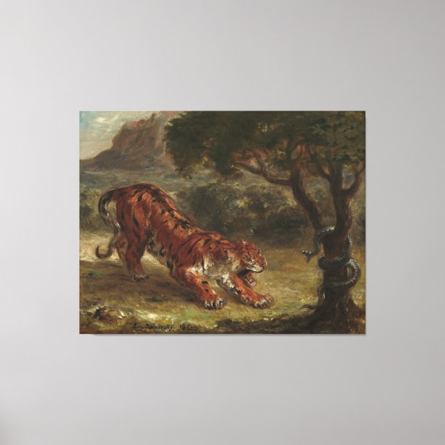 Toile Tigre Et Serpent Eugene Delacroix Wall Art (Recto)