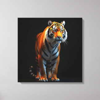 Toile Tigre pleine taille de haute qualité sur noir|
