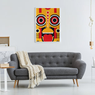 Toile Tiki Tribal Jaune
