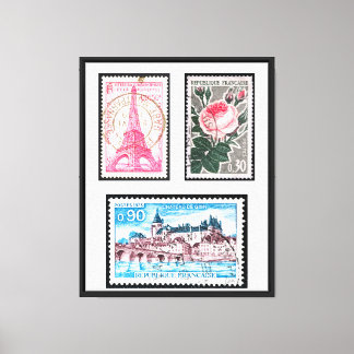 Toile Timbres vintages de France