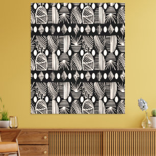 Toile Tissu de moisissure tribale des Caraïbes : noir, b