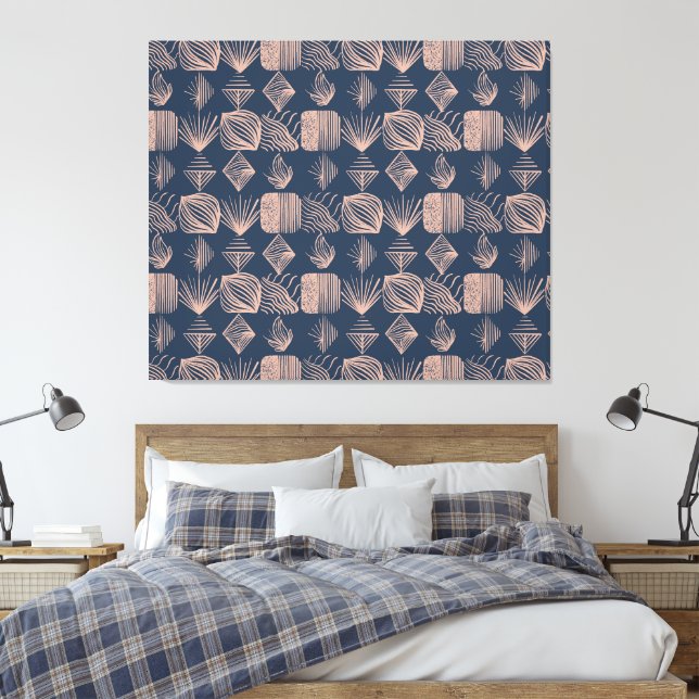 Toile Tissu Tribal des Caraïbes audacieux : bleu marine, (Insitu(Chambre))