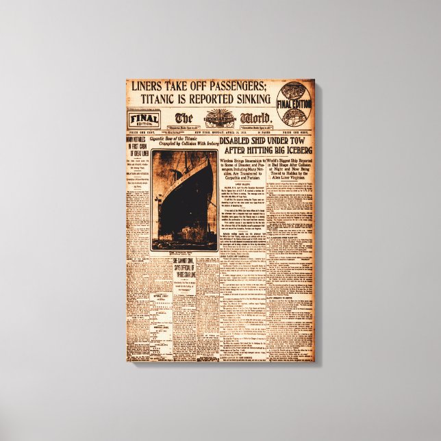 Toile Titanic Sinking Sepia Vintage Maritime (Recto)