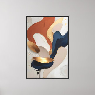 Toile Titre Moderne Abstrait Terre Cuite Navy Or Art Pri