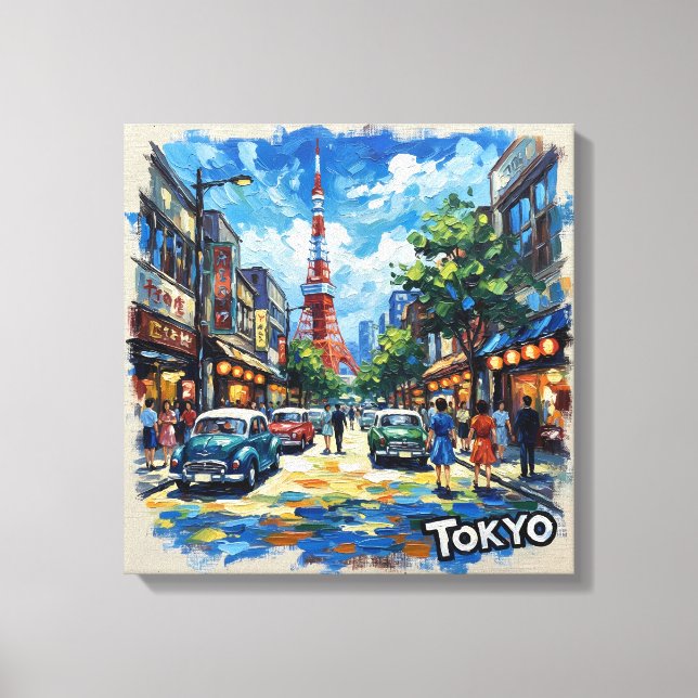 Toile Tokyo Japan Tower Street Scene Stretched Canvas (Recto)