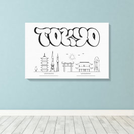 Toile Tokyo Skyline Urban Graffiti Stretted Canvas art