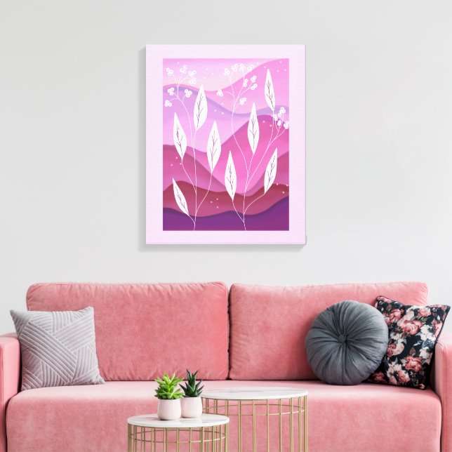 Toile Tons de papier peint blanc rose (Insitu(Salon))