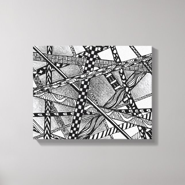 Toile Topsy Turvy Entwin Black and White Lines (Recto)