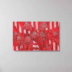 Toile Torch Ginger Lily, Fleurs rouges Tropical Floral A