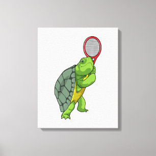 Toile Tortue au Tennis avec raquette de tennis