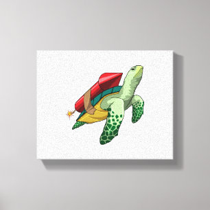 Toile Tortue avec fusée