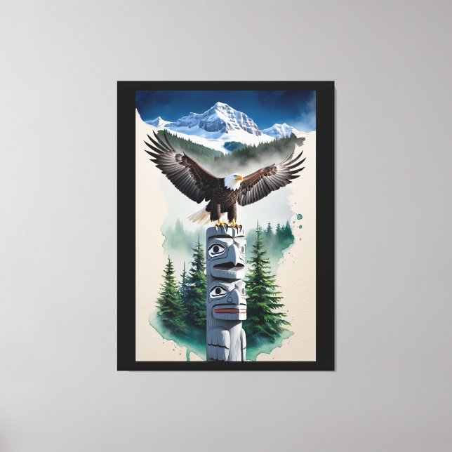 Toile Totem haïda et aigle chauve (Recto)