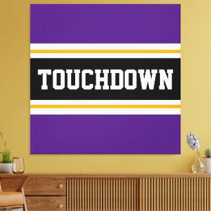 Toile TOUCHDOWN Sporty Purple Black Football Stripes