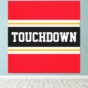 Toile TOUCHDOWN Sporty Red Black Football Stripes