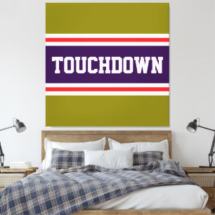 Toile TOUCHDOWN Violet Rouge Blanc Olive Rayures de Cour