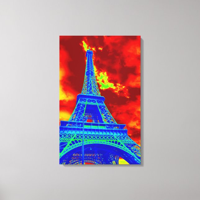 Toile tour eiffel en feu (Recto)