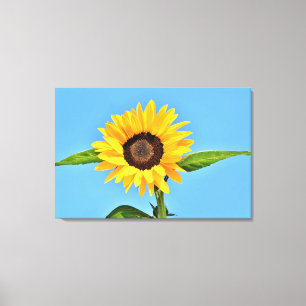 Toile Tournesol jaune contre soleil sur ciel bleu - Été