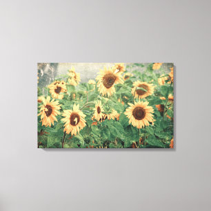 Toile Tournesol Jaune Texture Vintage Art Floral