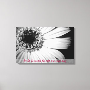 Toile Tournesol noir et blanc avec citation de vie