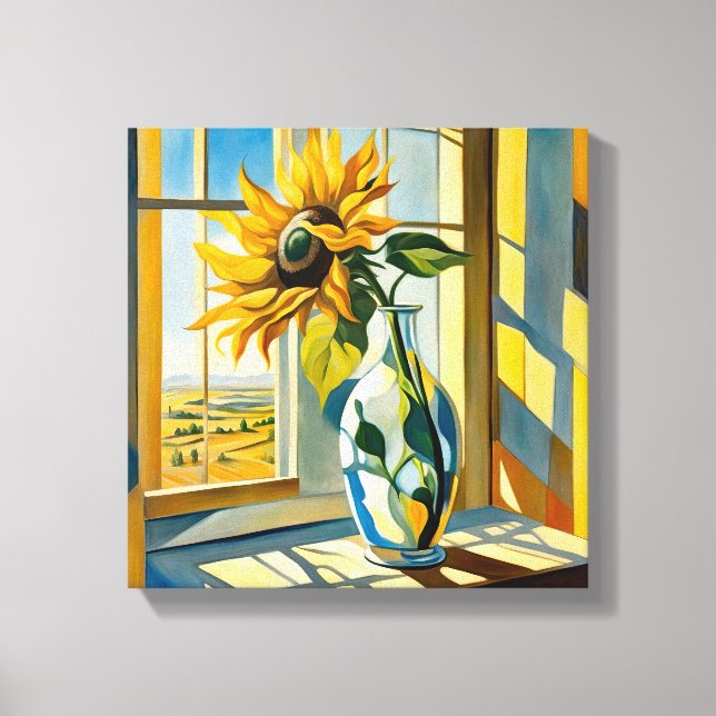 Toile Tournesol sur un rebord (Recto)