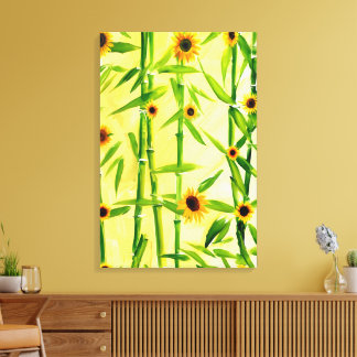 Toile Tournesols Et Bambou