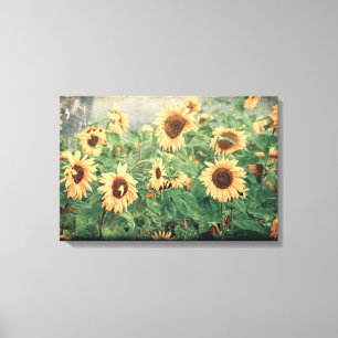 Toile Tournesols Jaune Texture Florale Vintage Art