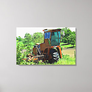 Toile Tracteur sur un mur de photographie agricole