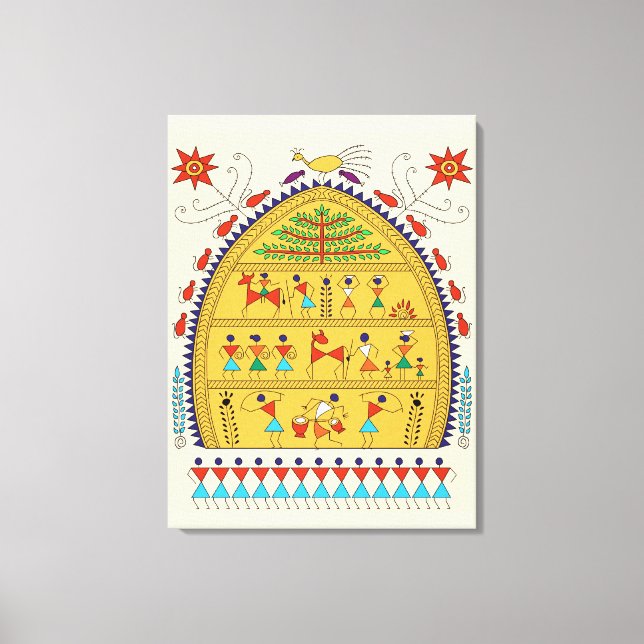 Toile Traditional Indian Folk Art Canvas – Handcrafted  (Recto)