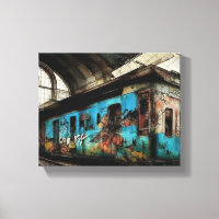 Train abandonné avec graffitis d'art de rue urbain