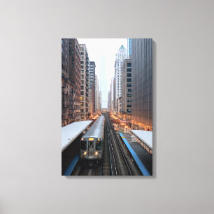 Toile Train en hauteur dans le centre-ville de Chicago s