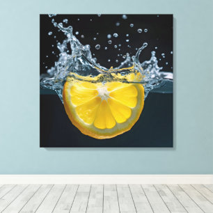 Toile Tranches de citron avec éclaboussure d'eau
