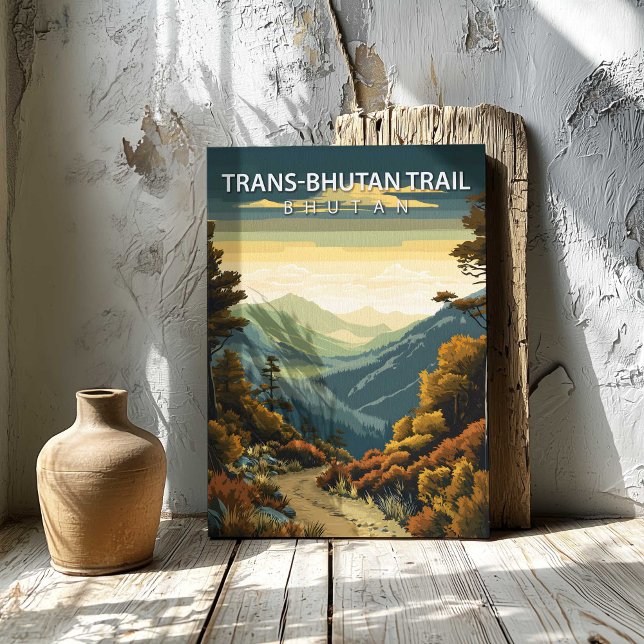Toile Trans Bhutan Trail Bhutan Destination Canvas Print (Trans Bhutan Trail Bhutan Destination Canvas Print by TinkPrints.)