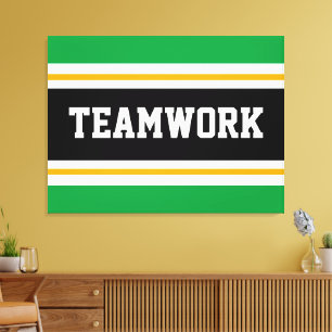 Toile TRAVAIL D'ÉQUIPE Bright Green Black White Racing S