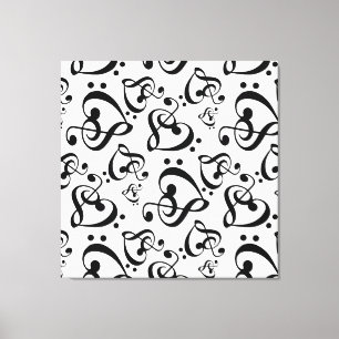 Toile Treble Clef Bass Clef Coeurs Musique Wall Art Canv