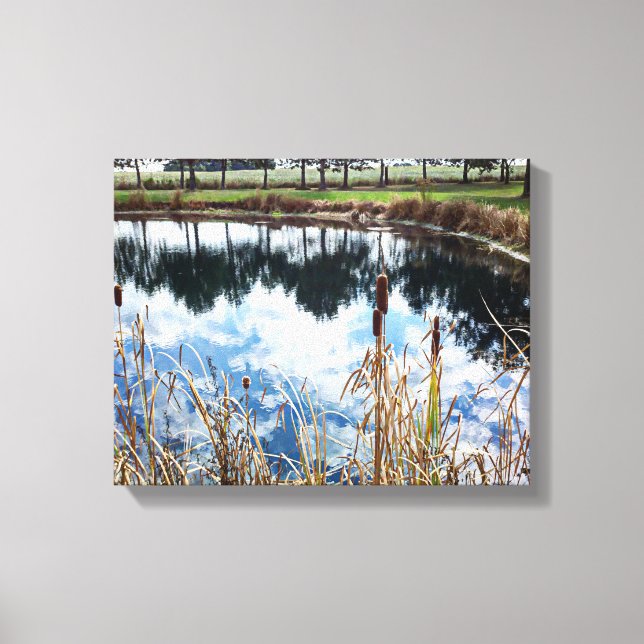 Toile Trees Pond Paysage Michigan Photographie Art (Recto)