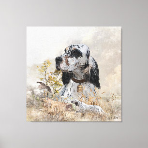 Toile Tri Couleur Anglais Setter Art, chasse en bois
