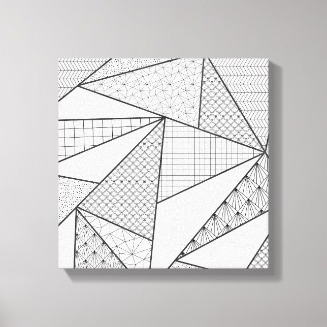 Toile Triangles blancs noirs modernes Motif géométrique (Recto)