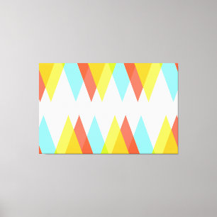 Toile Triangles jaunes, rouges et bleus cadets