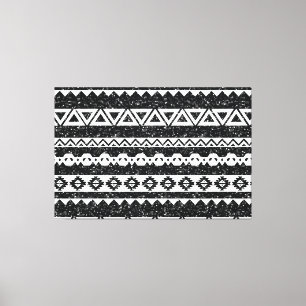 Toile Tribal Aztec Paillettes Noires Formes Géométriques