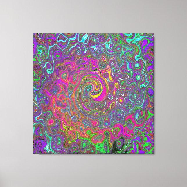Toile Trippy Hot rose Abstrait Retro Liquid Swirl (Recto)