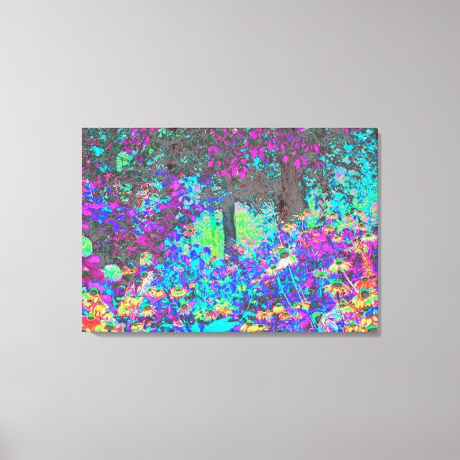 Toile Trippy Lime Green et Purple Garden Sunrise (Recto)