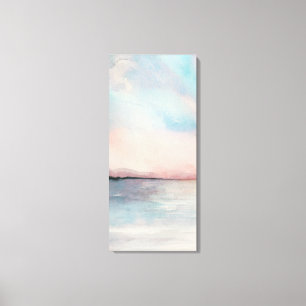 Toile Triptyque de coucher du soleil de mer - aquarelles