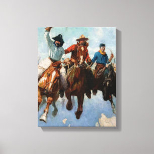 Toile « Trois cow-boys du Montana » par W Herbert Dunton