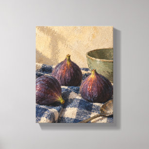 Toile Trois figues sur carreaux indigo Cuisine rustiqu