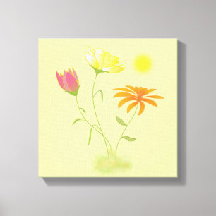 Toile Trois fleurs au soleil - transparentes.