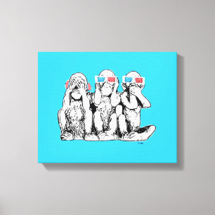 Toile Trois Singes Sages 3D Spécifications Pop Art Impri