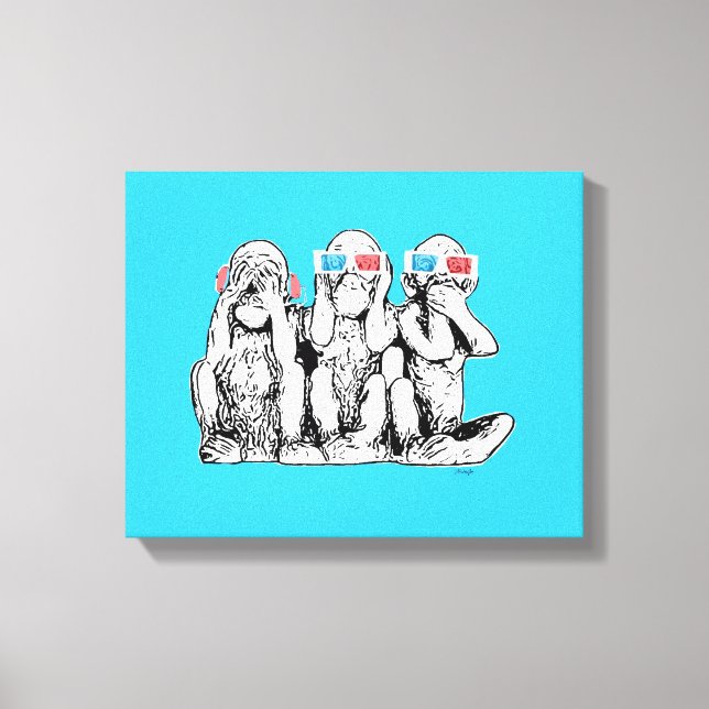Toile Trois Singes Sages 3D Spécifications Pop Art Impri (Recto)