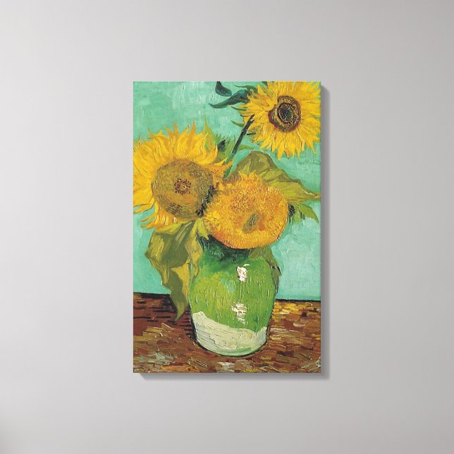 Toile Trois tournesols dans un Vase, Vincent van Gogh. (Recto)