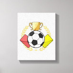 Toile Trophée de football rouge et jaune